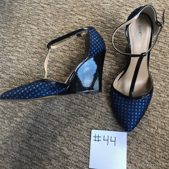 Blue Polka Dot Wedge - Picture 2 of 3